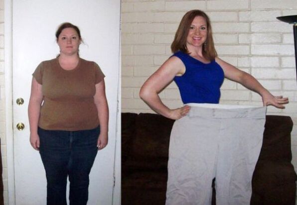 Femeie înainte și după ce urmează o dietă de băut